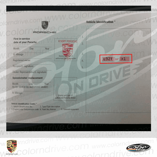 PORSCHE paint code label example 1