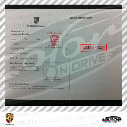 PORSCHE-Farbcode-Etikett Beispiel 1